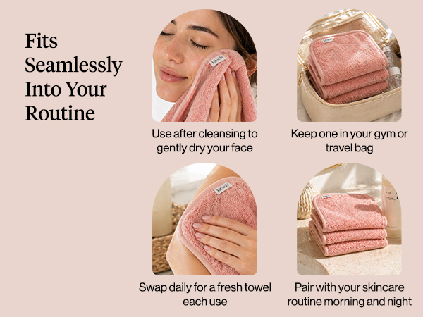 Kitsch Microfiber Face Towels 3pc Set | Clean Towels for Face - Terracotta, Reusable Microfiber Face Cloth for Daily Use, Facial Towel, Gentle Cleanse Face Wipes Alternative, Absorbent Quick Dry Cloths