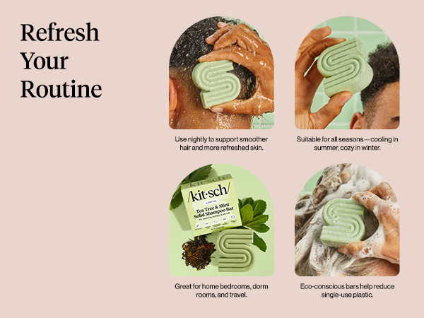Kitsch Clarifying Tea Tree & Mint Shampoo Bar Soap - Made in USA - Clarifying Shampoo for Build-Up Removal - Hair Shampoo for Women and Men for Scalp & Oil Control - Vegan Hair Care