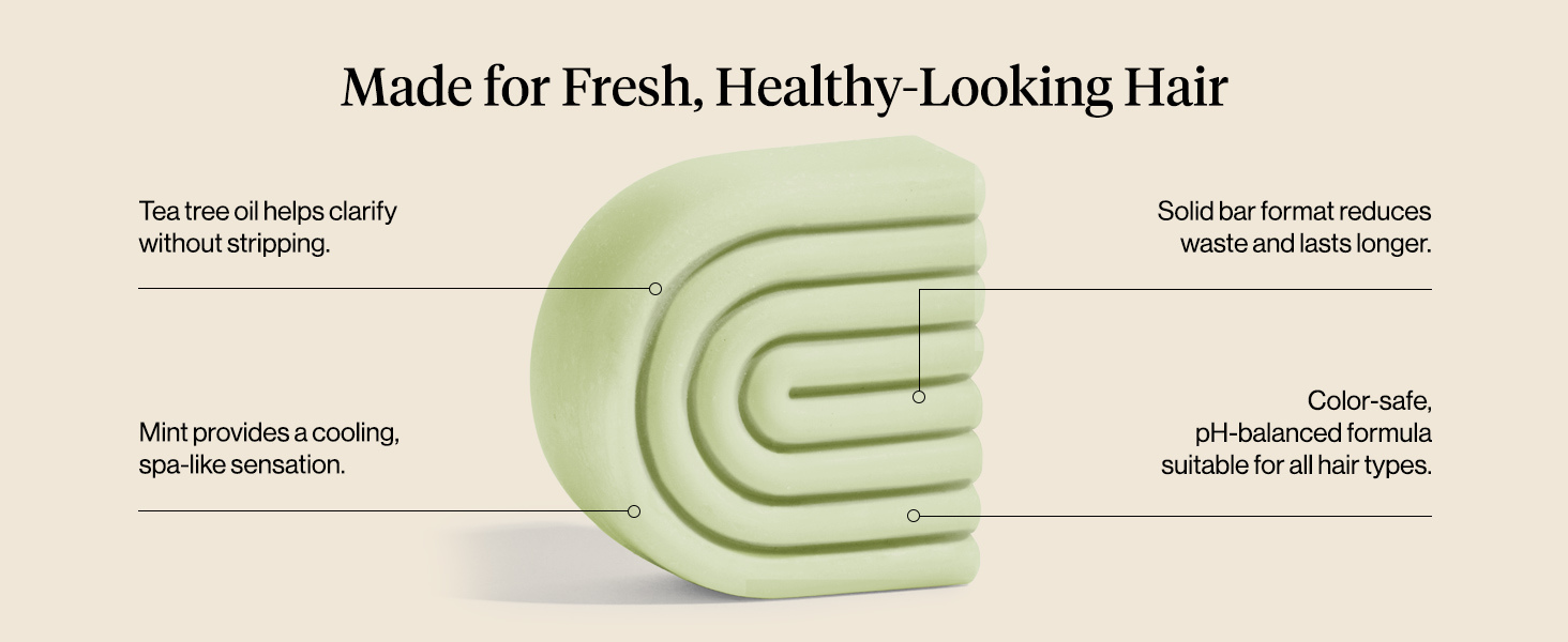 Kitsch Clarifying Tea Tree & Mint Conditioner Bar Soap - Hair Conditioner for Scalp & Oil Control - Tea Tree Conditioner for Women and Men - Vegan Hair Care, Made in USA