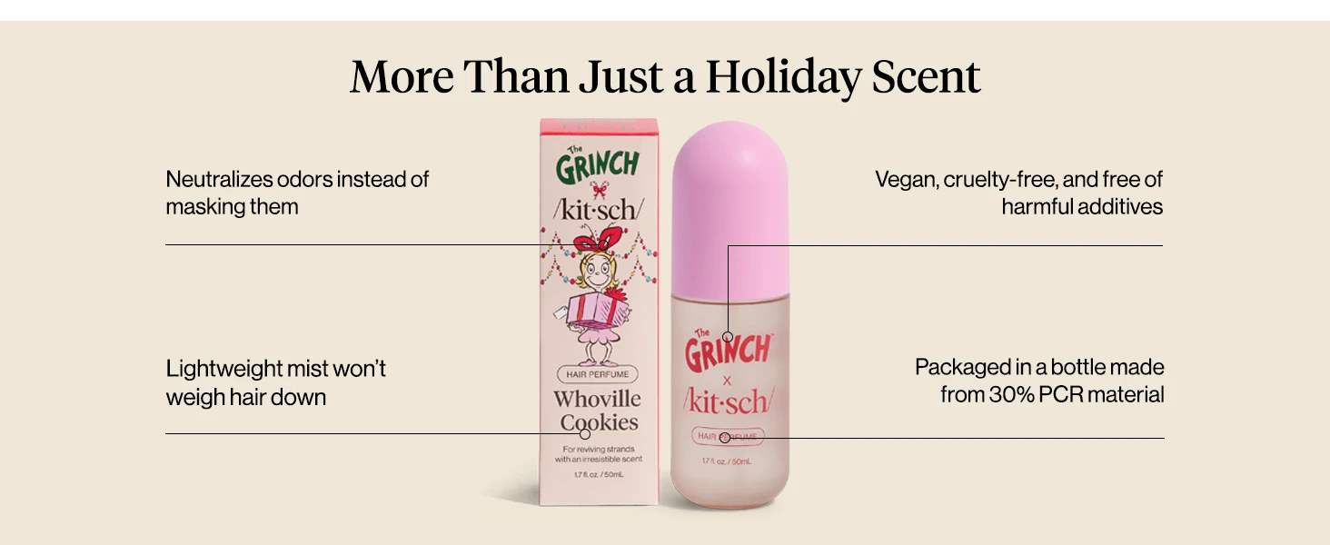 Kitsch Hair Perfume for Women &ndash; Hair Spray & Body Mist &ndash; 50mL - Warm Cookie-Scented Hug &ndash; Clean, Deodorizing & Patented Odor-Eliminating Technology &ndash; Freshen Hair, Body & Pillows