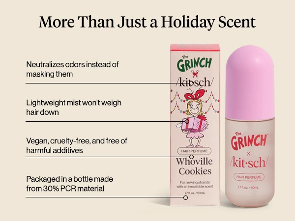 Kitsch Hair Perfume for Women &ndash; Hair Spray & Body Mist &ndash; 50mL - Warm Cookie-Scented Hug &ndash; Clean, Deodorizing & Patented Odor-Eliminating Technology &ndash; Freshen Hair, Body & Pillows
