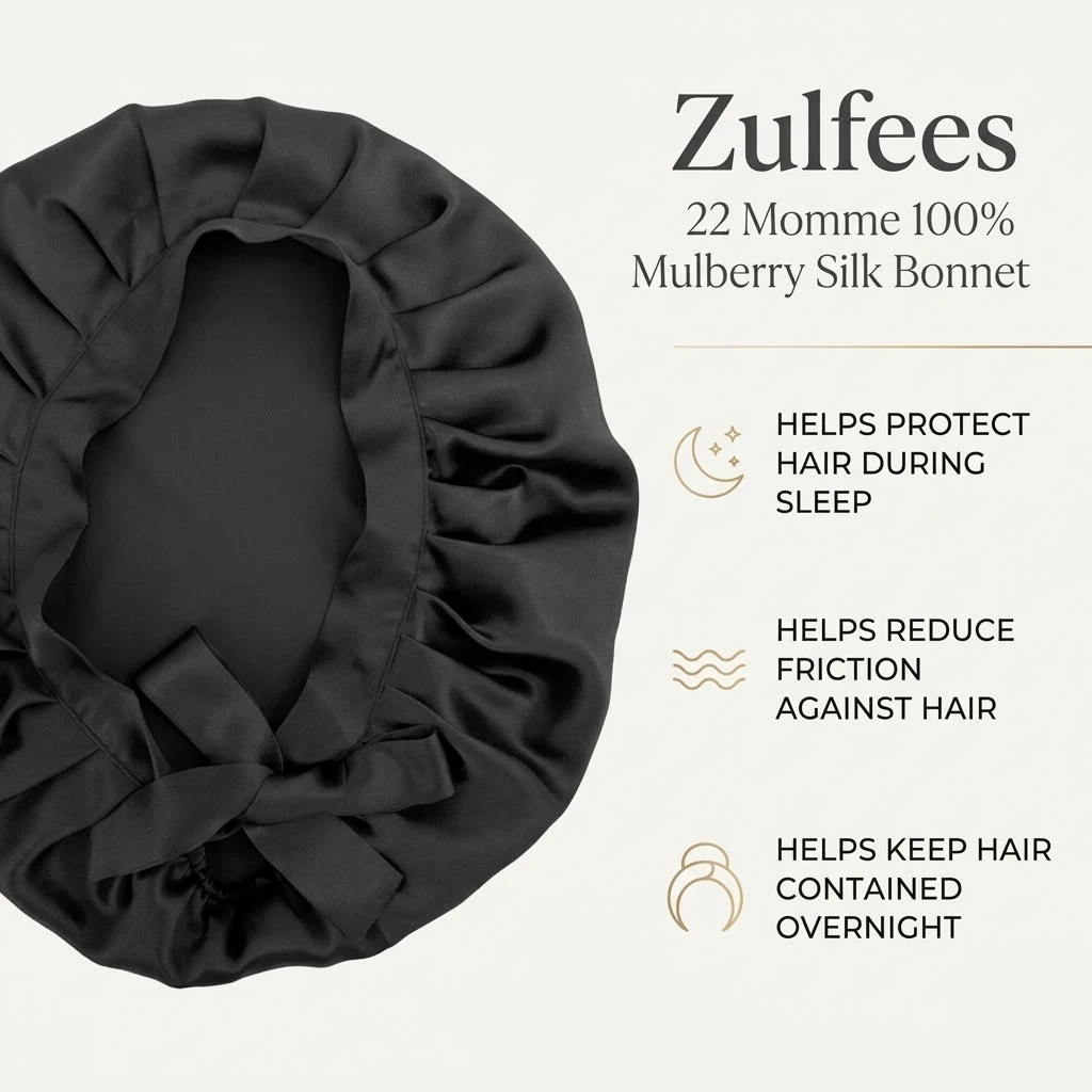 Features of Zulfees Black Silk Bonnet