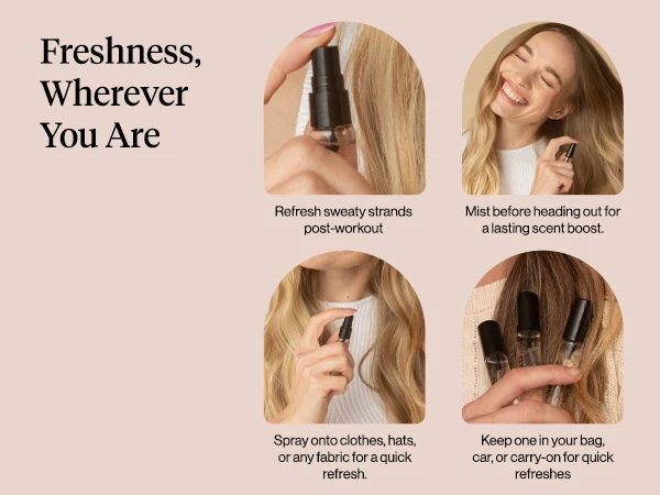 Kitsch Trio Vanilla Vault Hair Perfume for Women - Hair Spray & Body Mist, Clean, Deodorizing & Patented Odor-Eliminating Technology – Freshen Hair, Body & Pillows – Made in USA – 3x10mL