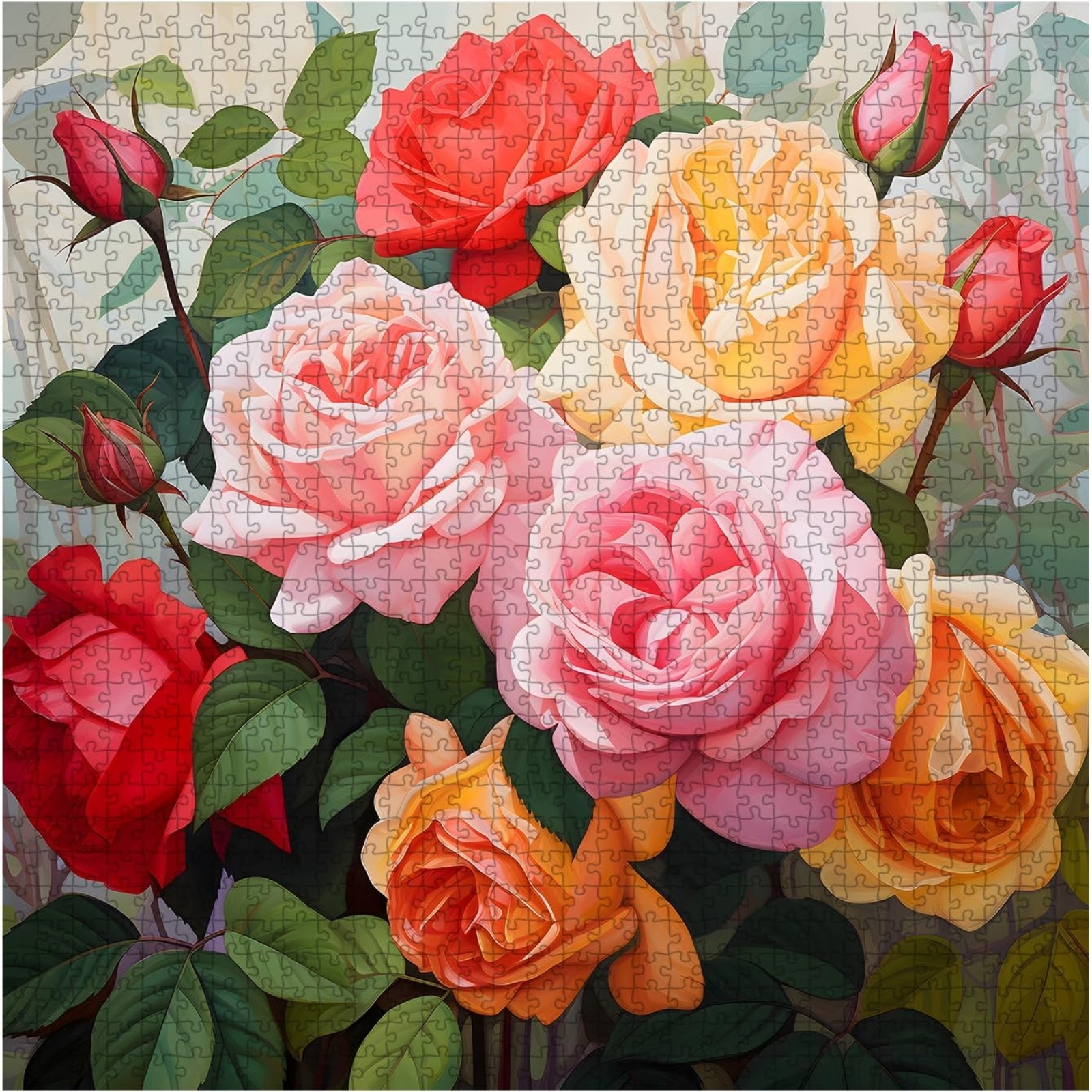 Within this intricate retro floral puzzles for adults, each delicate petal of the rose unfurls, weaving a art of timeless elegance, inviting one to immerse in the enchanting allure of nature's artistry.