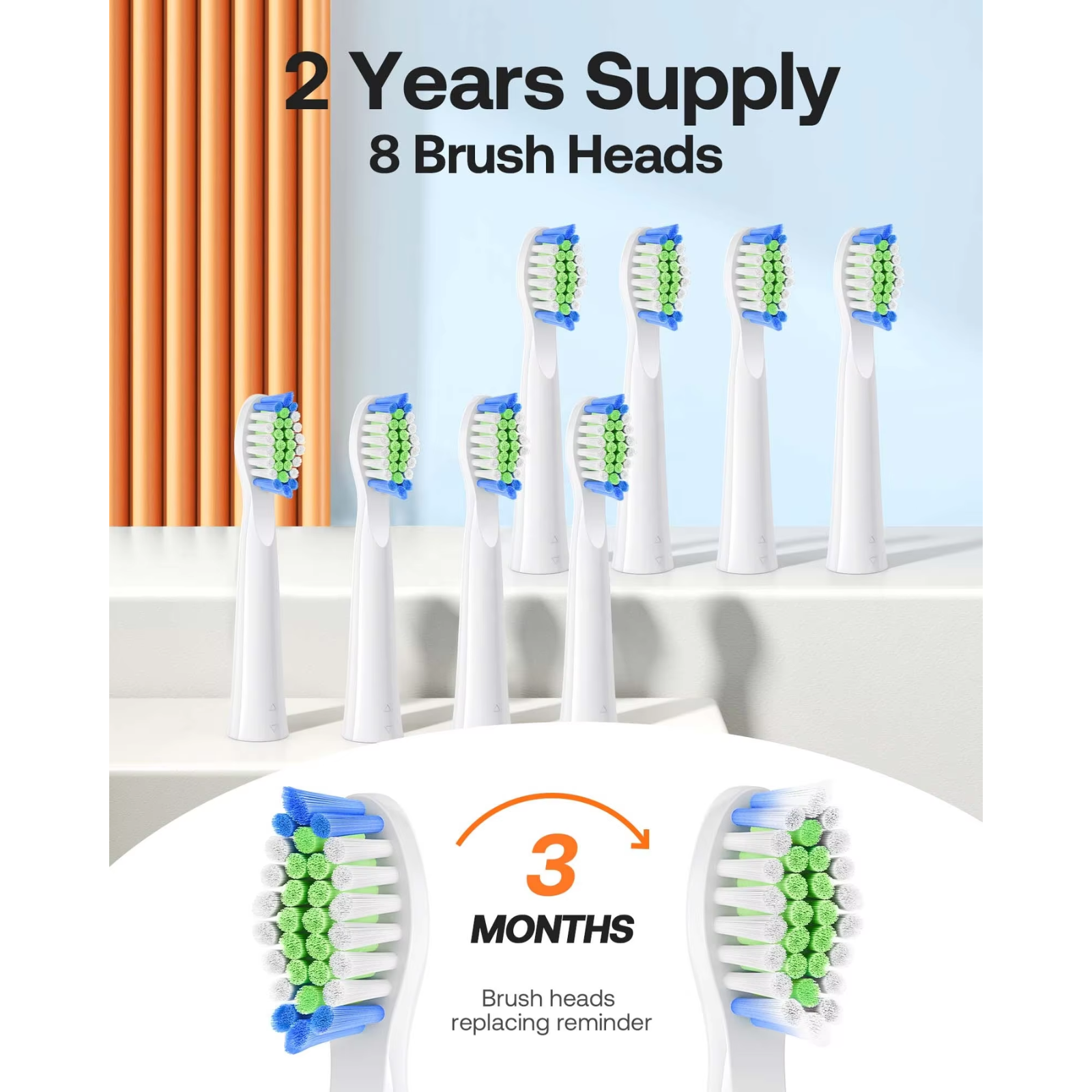 Bitvae Electric Toothbrush with 8 Brush Heads, 2 Years Supply, 3 Months Brush Heads Replacing Reminder