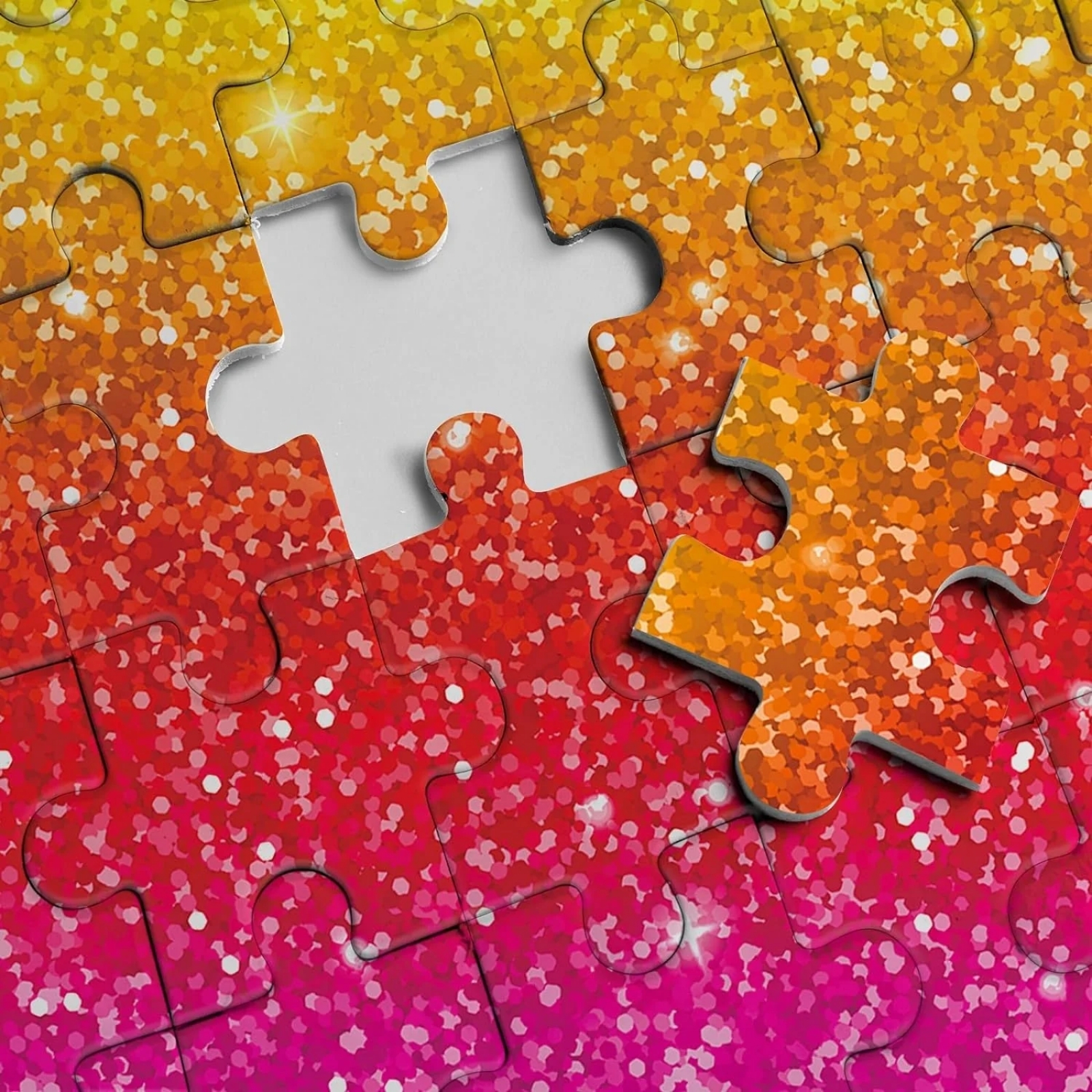 Colorful Gliter 1000 Piece Jigsaw Puzzle - Crafted from three layers of white cardboard, our puzzle pieces promise an impeccable fit with no puzzle dust. The high-quality materials boast rich, non-fading colors and sharp printing, thanks to our precise cutting technique, ensuring a snug fit that prevents unexpected piece detachment.