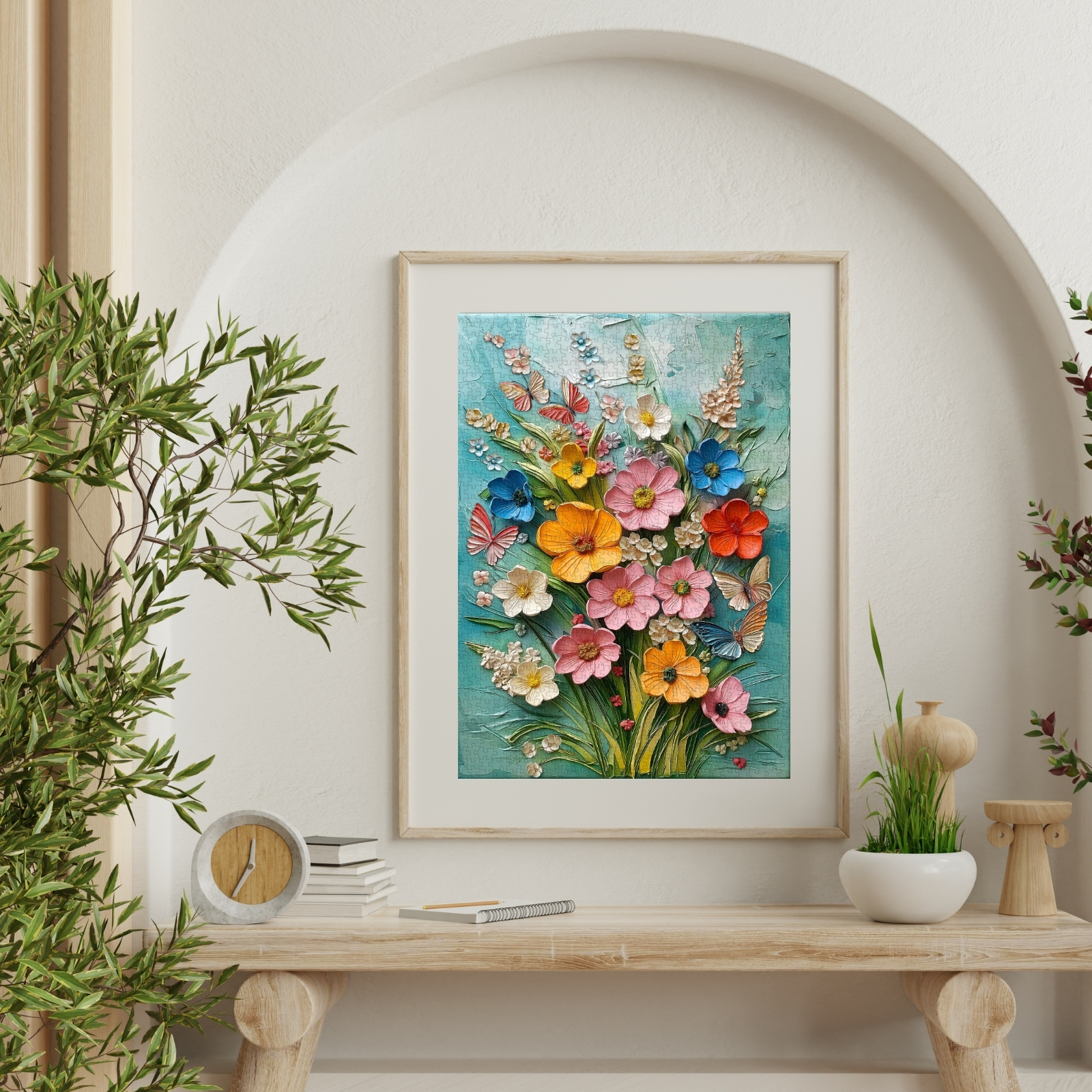 Spring Flowers Dance 1000 piece jigsaw puzzle for adults - Made with high-quality materials, the puzzle pieces fit together securely to create a durable and lasting finished piece. The 3D embossed features add an extra level of texture and beauty, making it a charming display for any room once completed.