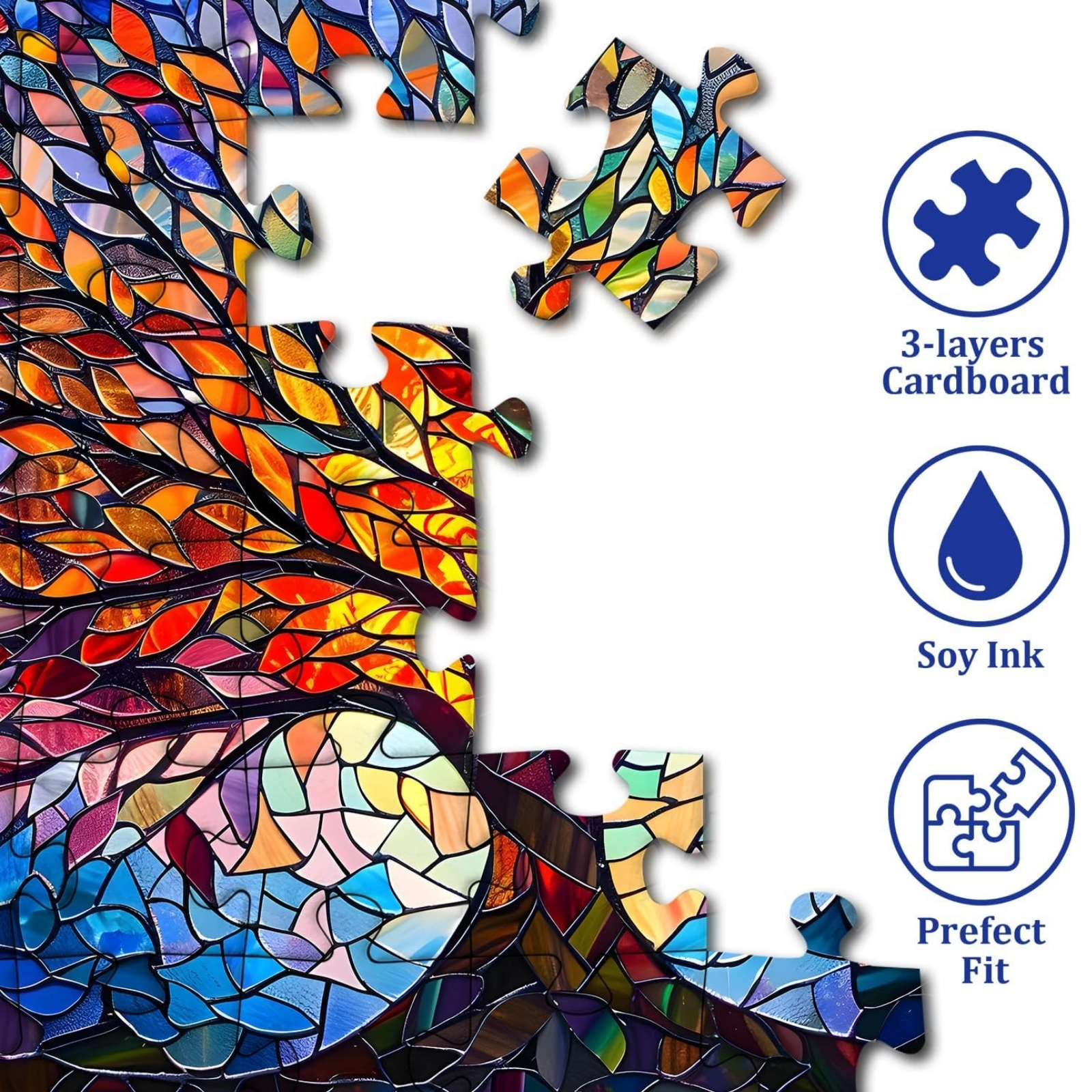 Mosaic Tree of Life 1000 Piece Jigsaw Puzzle for Adults: Premium Quality