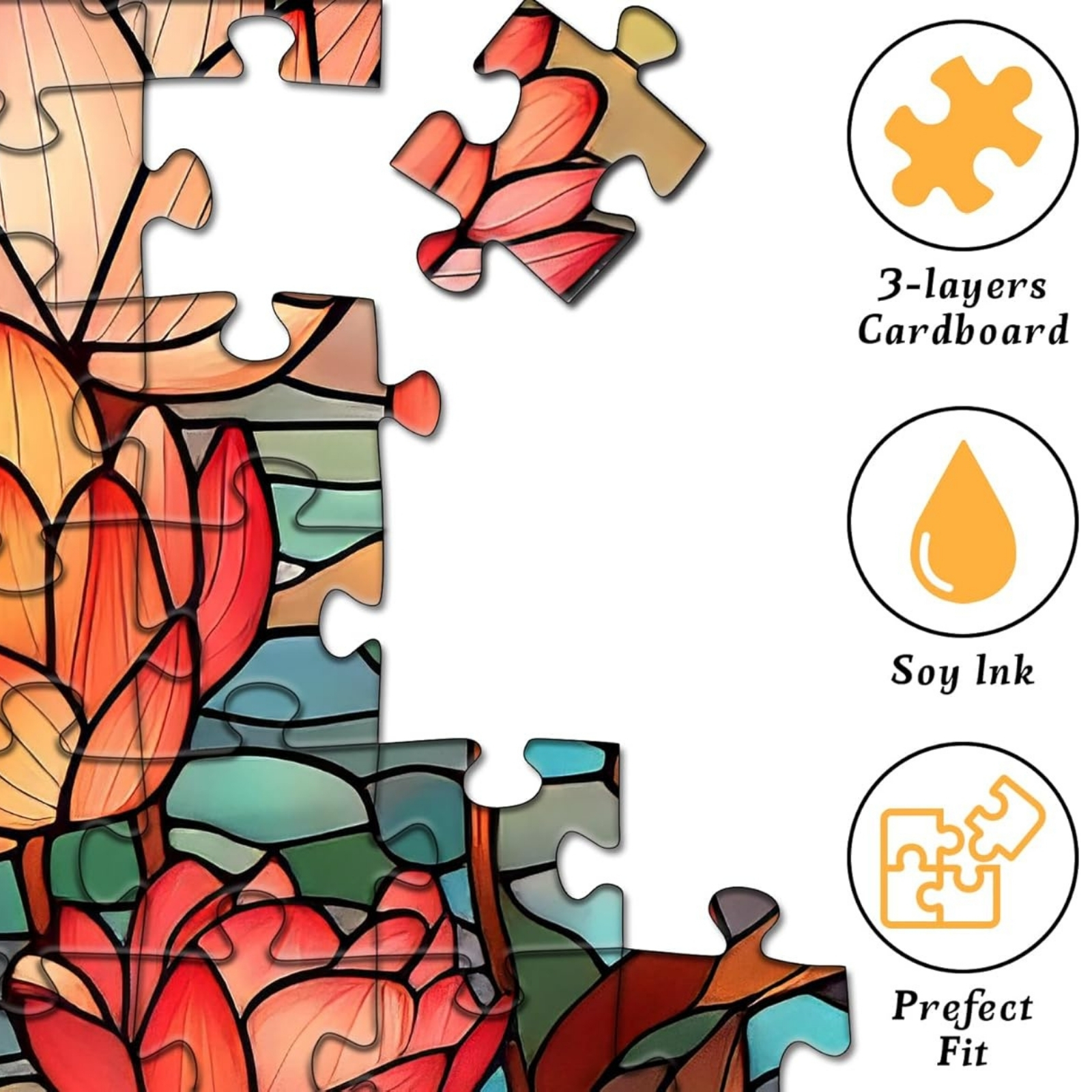 Artistic Florals 1000 Piece Jigsaw Puzzle for Adults: Made of 3-Layer Cardboard and Printed with No-Glare, Soy ink.