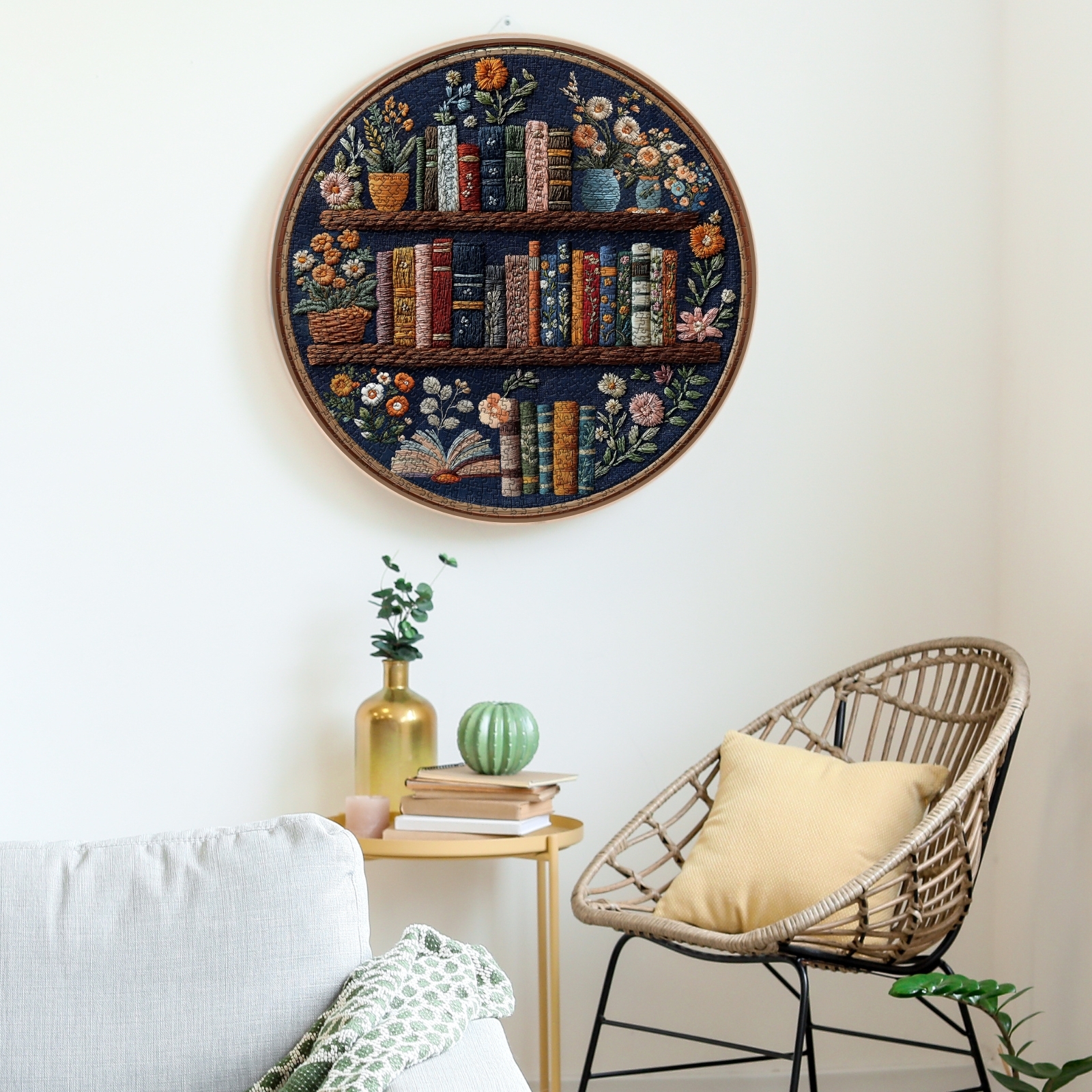 Floral Bookshelf 1000 Piece Jigsaw Puzzle for Adults