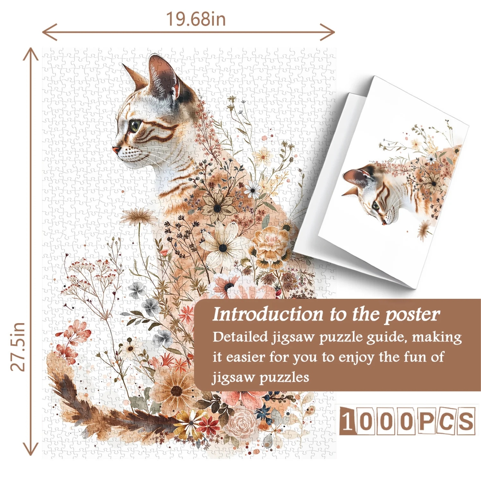Flower Cat 1000 Piece Jigsaw Puzzle for Adults
