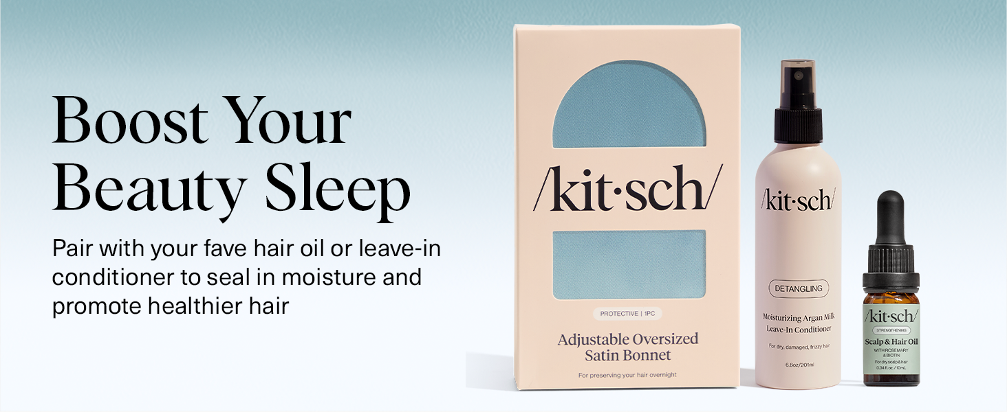 Kitsch Adjustable Oversized Satin Bonnet - Haze Blue