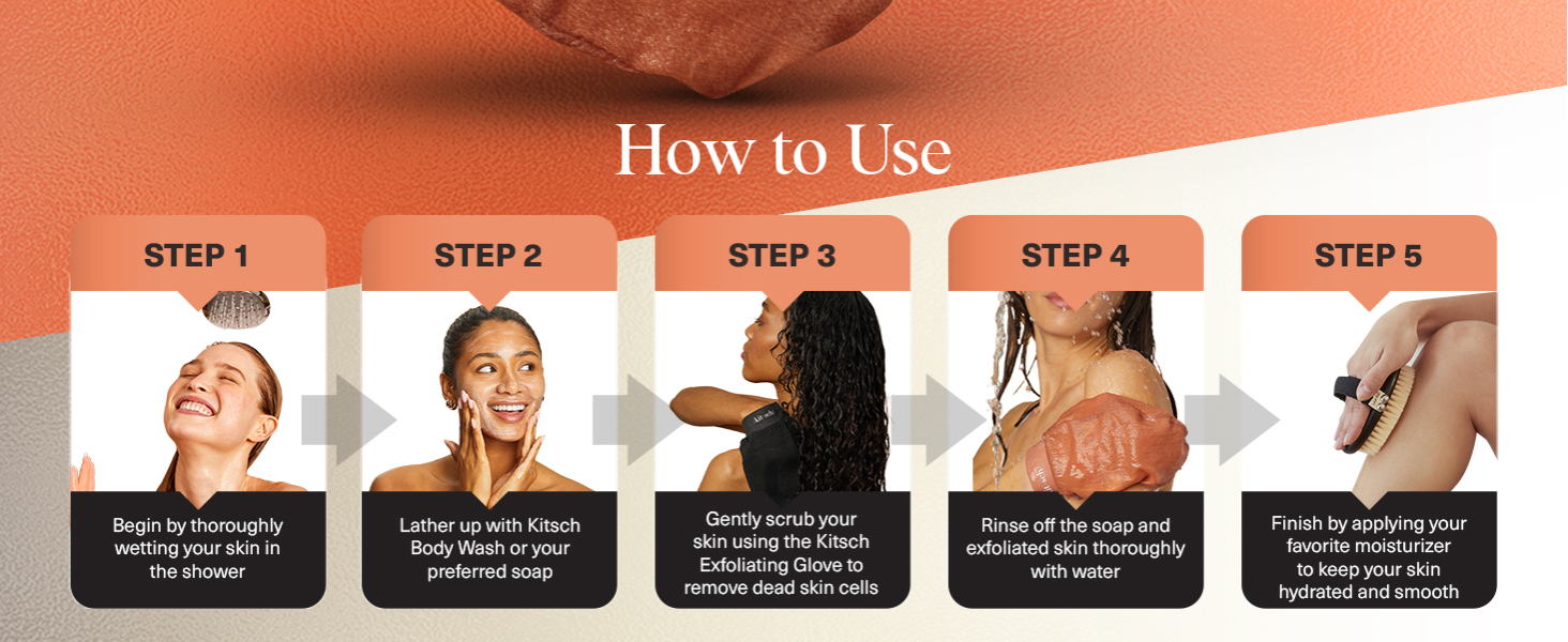 Kitsch Exfoliating Gloves 2pc Set - Black & Terracotta