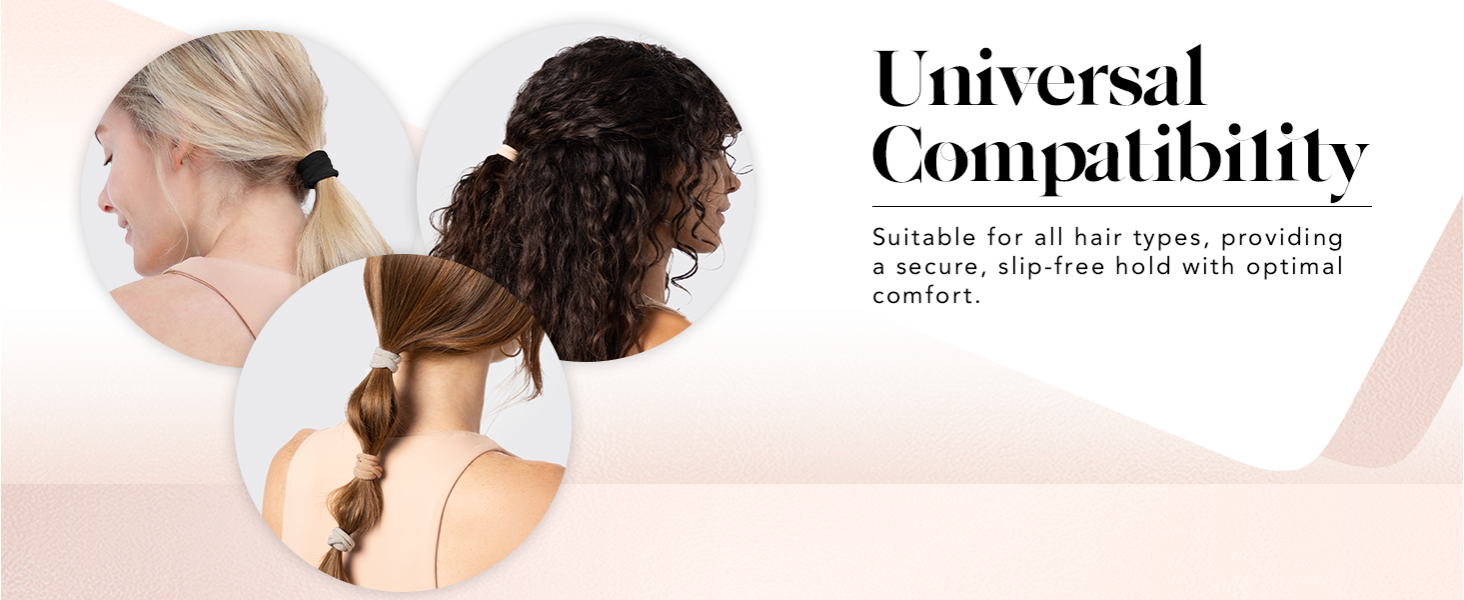 Kitsch Hair Ties No Damage - Strong, Stretchy Hair Bands, Recycled Nylon Glitter Medium Elastics 12pc - Neutral