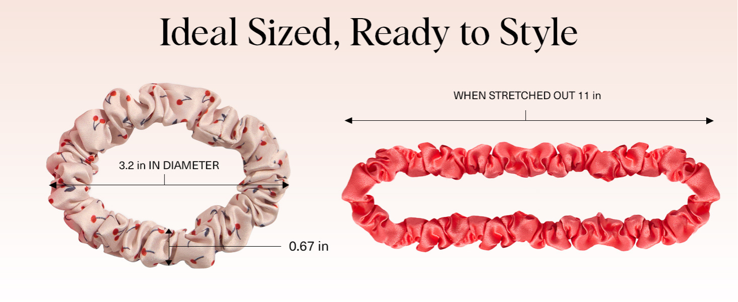 Kitsch Satin Scrunchies No Crease Hair Ties for All Hair Types 5pc Set - Assorted Cherry Blossom