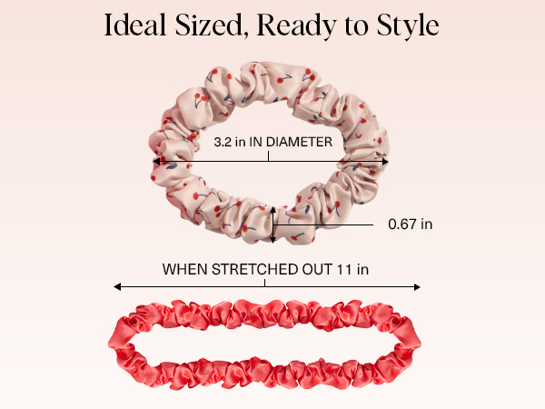 Kitsch Satin Scrunchies No Crease Hair Ties for All Hair Types 5pc Set - Assorted Cherry Blossom