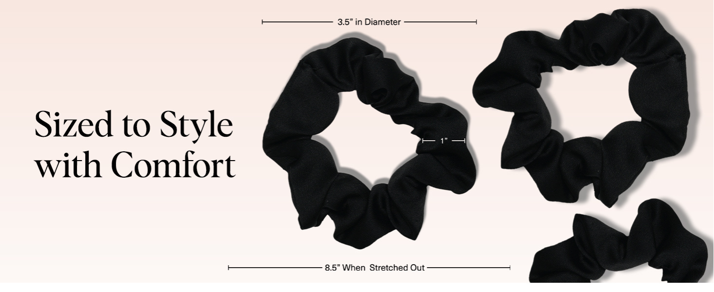 Kitsch Satin Scrunchies for Women – No Crease Hair Ties – Soft Satin Hair Scrunchies for Girls – Frizz Free, Gentle, Stylish Hair Accessories | Ideal Gifts for Women – Black, 5 pcs