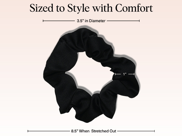 Kitsch Satin Scrunchies for Women – No Crease Hair Ties – Soft Satin Hair Scrunchies for Girls – Frizz Free, Gentle, Stylish Hair Accessories | Ideal Gifts for Women – Black, 5 pcs