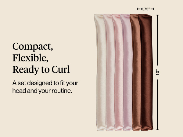 Kitsch Satin Heatless Hair Curlers &ndash; No Heat Hair Curlers to Sleep In for Overnight Curls &ndash; Soft Heatless Curling Rods for Women with Short & Long Hair - Alternative to Heat Styling &ndash; 6 pcs, Rosewood