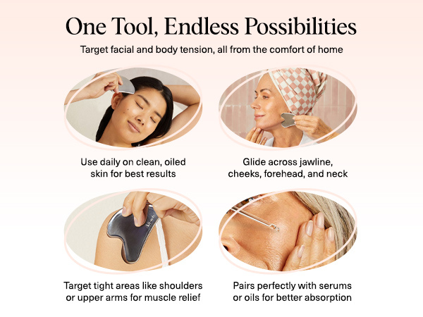 Kitsch Stainless Steel Gua Sha Facial Tools - Guasha Tool for Face, Face Sculpting Tool, Jawline Shaper, Double Chin Reducer, Body Gua Sha Tools, Lymphatic Drainage Massager, Facial Skin Care - Silver