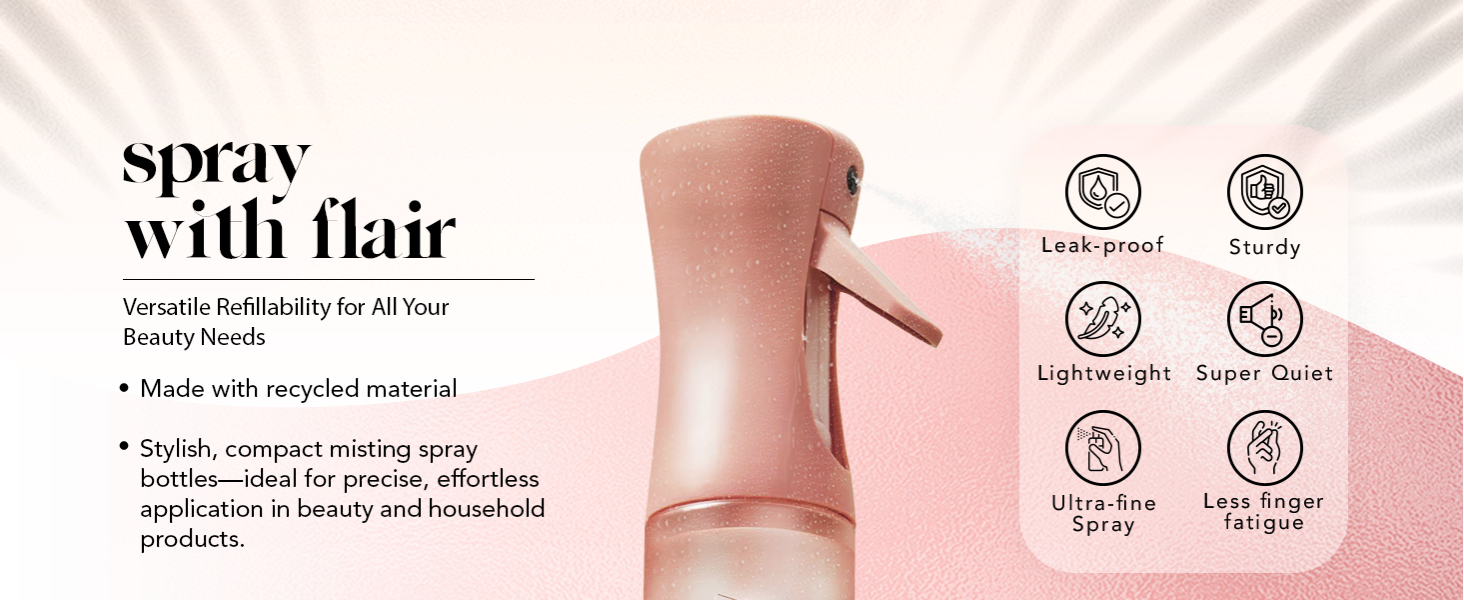 Kitsch Continuous Spray Bottle for Hair – Fine Mist Water Mister & Water Spray Bottle – Recycled Hair Spray Bottle – Spray Bottles for Cleaning, Styling, Plants & More – Terracotta, 150ml