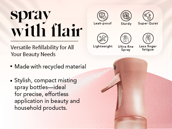 Kitsch Continuous Spray Bottle for Hair – Fine Mist Water Mister & Water Spray Bottle – Recycled Hair Spray Bottle – Spray Bottles for Cleaning, Styling, Plants & More – Terracotta, 150ml