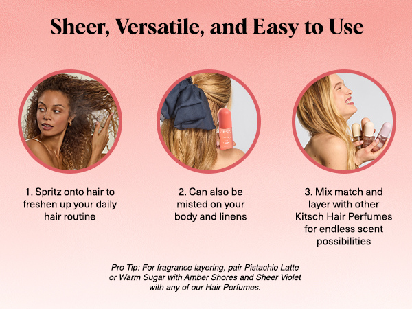 Kitsch Hair Perfume for Women - Tart Cherry | Clean, Deodorizing & Patented Odor-Eliminating Technology Hair Spray & Body Mist - Freshen Hair, Body & Pillows - Fruity Gourmand Scent & Vanilla - 50mL | For Women, Clean, Deodorizing, Freshen Hair, Body