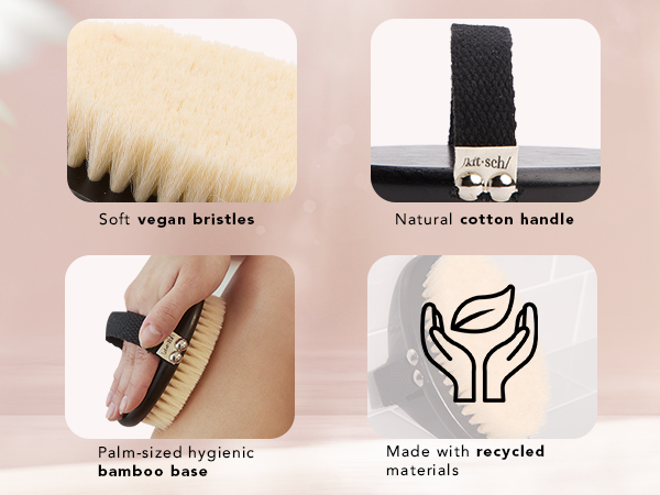 Kitsch Dry Brushing Body Brush for Lymphatic Drainage- Soft Bristles - Dry Brush to Remove Dry Skin and Improves Blood Circulation, Body Exfoliator Scrubber for Glowing Skin, Sauna Accessories
