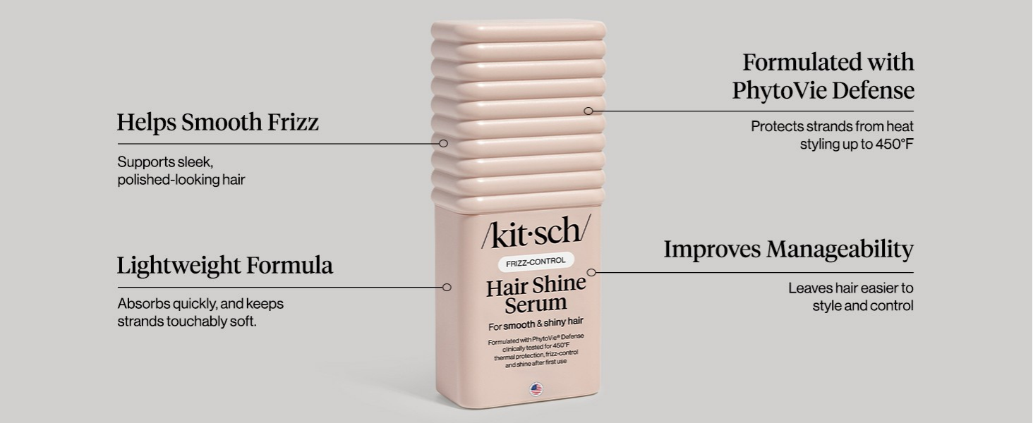 Kitsch Frizz Control Hair Serum - Lightweight Anti Frizz Serum for Curly Hair with Heat Protection | Adds Glossy Shine, Smooths Flyaways & Safe for Color Treated Hair