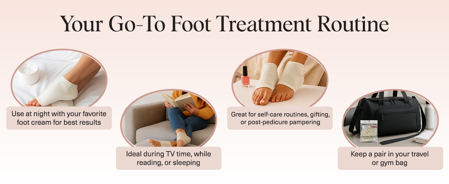 Kitsch Moisturizing Socks for Cracked Heel Treatment – Moisturizing Reusable Gel Socks for Women & Men, Overnight Heel Socks with Insulated Gel Lining for Dry Cracked Feet, Open-Toe Design - 1 Pair