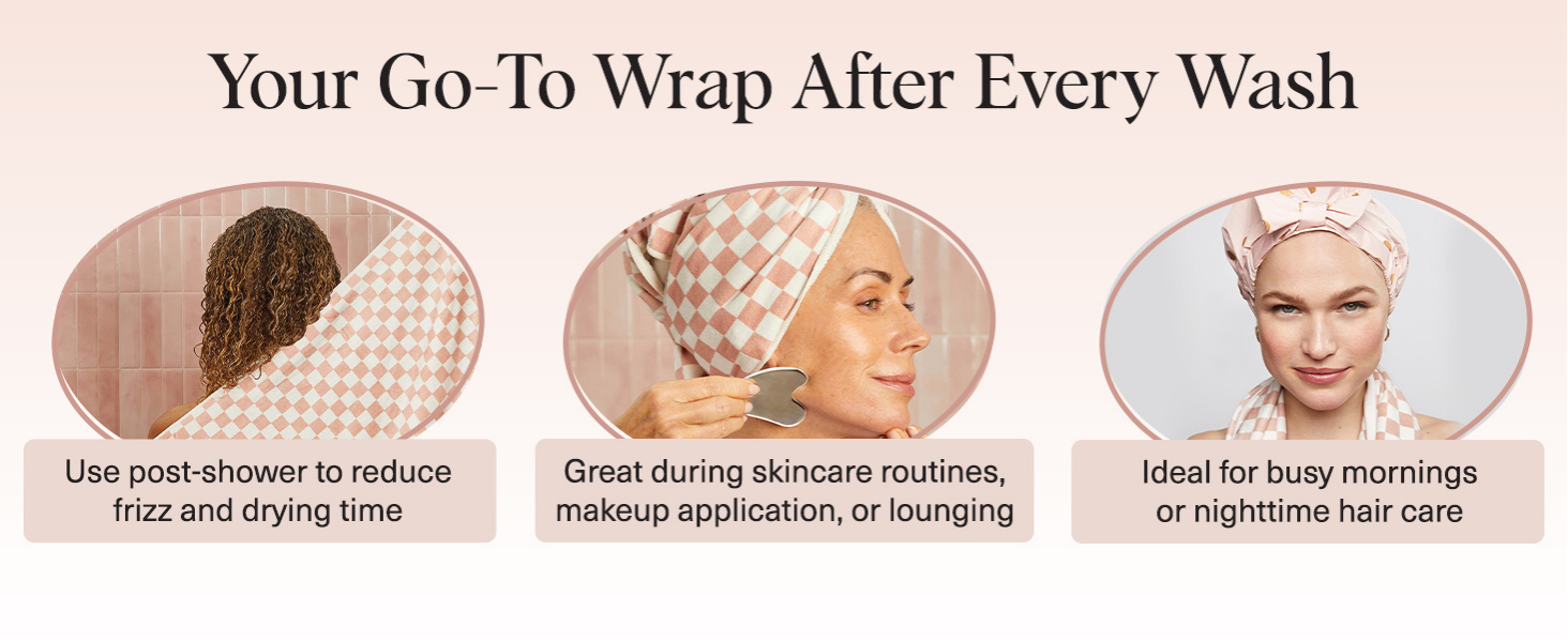 Kitsch XL Microfiber Hair Towel Wrap for Women - Microfiber Towel, Super Absorbent, Quick Dry, Anti-Frizz - for Long & Short Hairs, Turbans for Women
