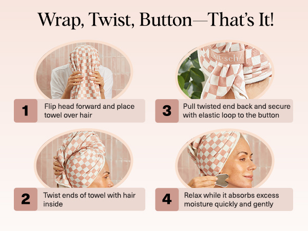 Kitsch XL Microfiber Hair Towel Wrap for Women - Microfiber Towel, Super Absorbent, Quick Dry, Anti-Frizz - for Long & Short Hairs, Turbans for Women