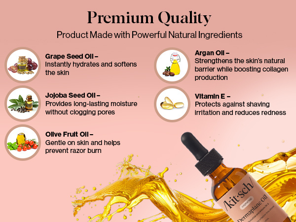 Kitsch Dermaplane Face Oil with Jojoba & Argan Oil – Hydrating Facial Formula for Dermaplaning Tool, Gua Sha & Razor Use – Irritation-Free Shave Oil for Soft, Radiant Skin - 60mL