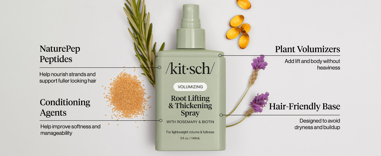 Kitsch Root Lifting Spray for Fine Hair - Thickening Hair Spray With Rosemary and Biotin | Lightweight Volumizing Spray for Instant Lift and Fullness | Adds Volume, Natural Hold - 148mL