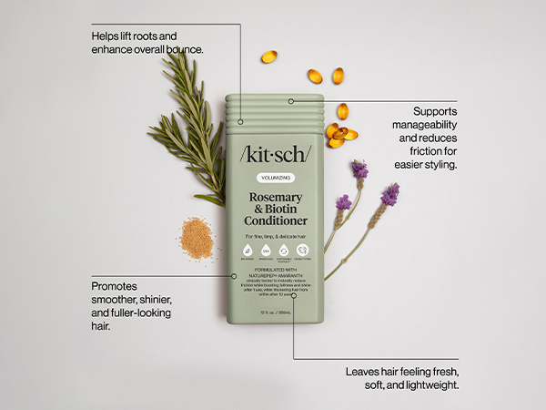 Kitsch Volumizing Rosemary & Biotin Liquid Conditioner for Women and Men for Hair Growth &ndash; Boosts Fullness & Shine After 1 Use, Thickening Bio-Based Hair Care, Color-Safe