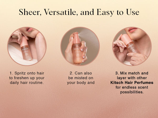 Kitsch Hair Perfume for Women - Tula Rose | Clean, Deodorizing & Patented Odor-Eliminating Technology Hair Spray & Body Mist - Freshen Hair, Body & Pillows - Floral Vanilla Scent &ndash; 50mL