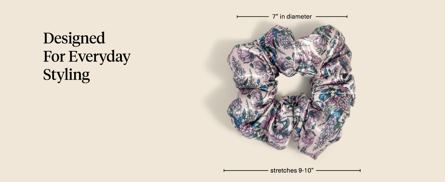 Bridgerton x Kitsch Satin Scrunchies for Women, No Snag, No Tugging, Soft & Comfortable Scrunchies for Girls, Perfect for Day or Night | Ideal Gifts for Women - Toile De Blue, 2pcs