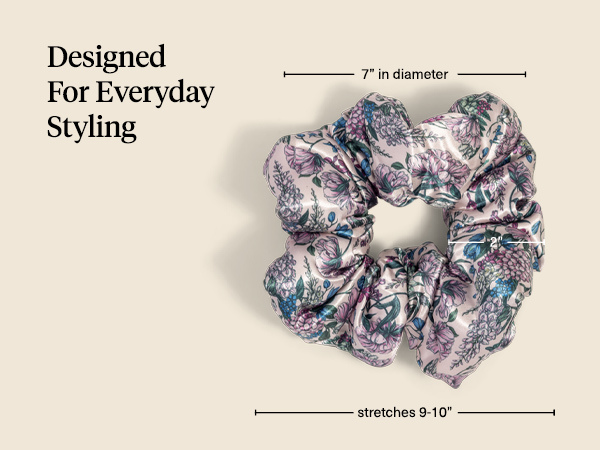 Bridgerton x Kitsch Satin Scrunchies for Women, No Snag, No Tugging, Soft & Comfortable Scrunchies for Girls, Perfect for Day or Night | Ideal Gifts for Women - Toile De Blue, 2pcs