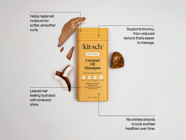 Kitsch Moisturizing Coconut Oil Liquid Conditioner for Women & Men &ndash; Coconut Oil Hair Conditioner for Kinky, Curly & Coily Hair &ndash; Deep Moisture, Shine & Manageability, Color-Safe Hair Care