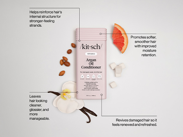 Kitsch Repairing Argan Oil Liquid Conditioner for Women & Men &ndash; Argan Oil for Hair, For Shine, Smoothness & Damage Recovery, Hair Repair &ndash; Clean, Color-Safe Hair Care