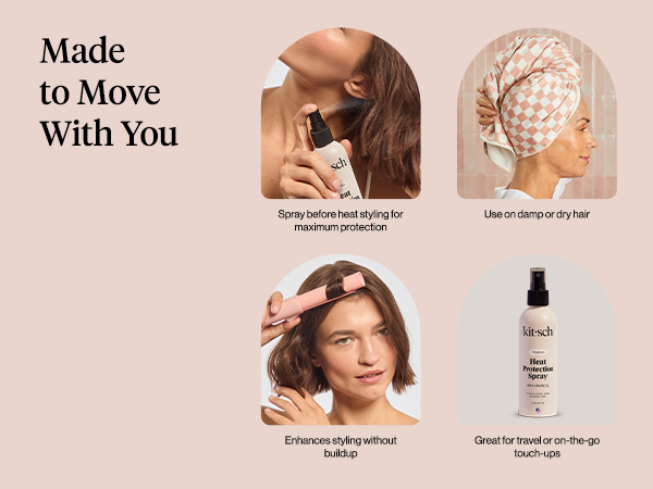 Kitsch Heat Protection Spray for Hair &ndash; Heat Protectant for Hair with Argan Oil &ndash; Styling Hair Spray for Frizz Control, Shine & Damage Protection &ndash; Protects Strands | Ideal Gifts for Women