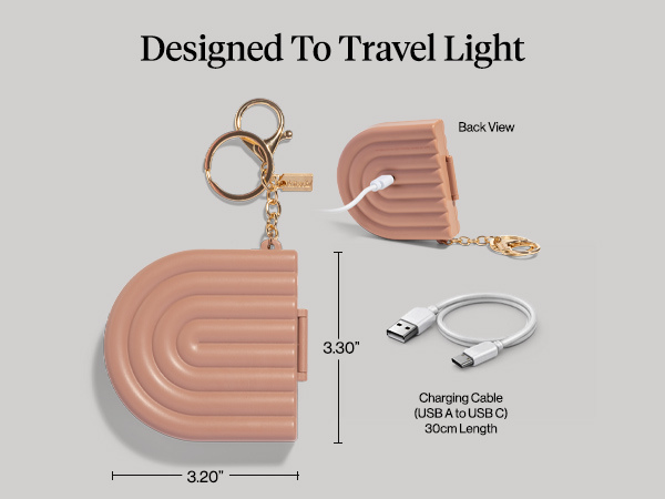 Kitsch Compact Mirror Keychain &ndash; Travel Makeup Mirror with Lights, Small Lighted Dual-Magnification Pocket Mirrors, USB-Rechargeable, Ideal for Your Touch-Ups While On Travel &ndash; Terracotta