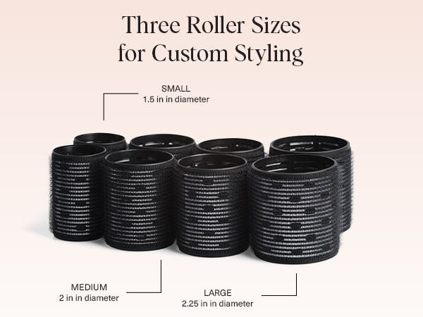 Kitsch Ceramic Hair Rollers for Women &ndash; Self Grip Hair Curlers for Heatless Curl Overnight, Long Lasting Frizz-Free Curls Volumizing Large Rollers for All Hair Types - Black, 8 count (Pack of 1)