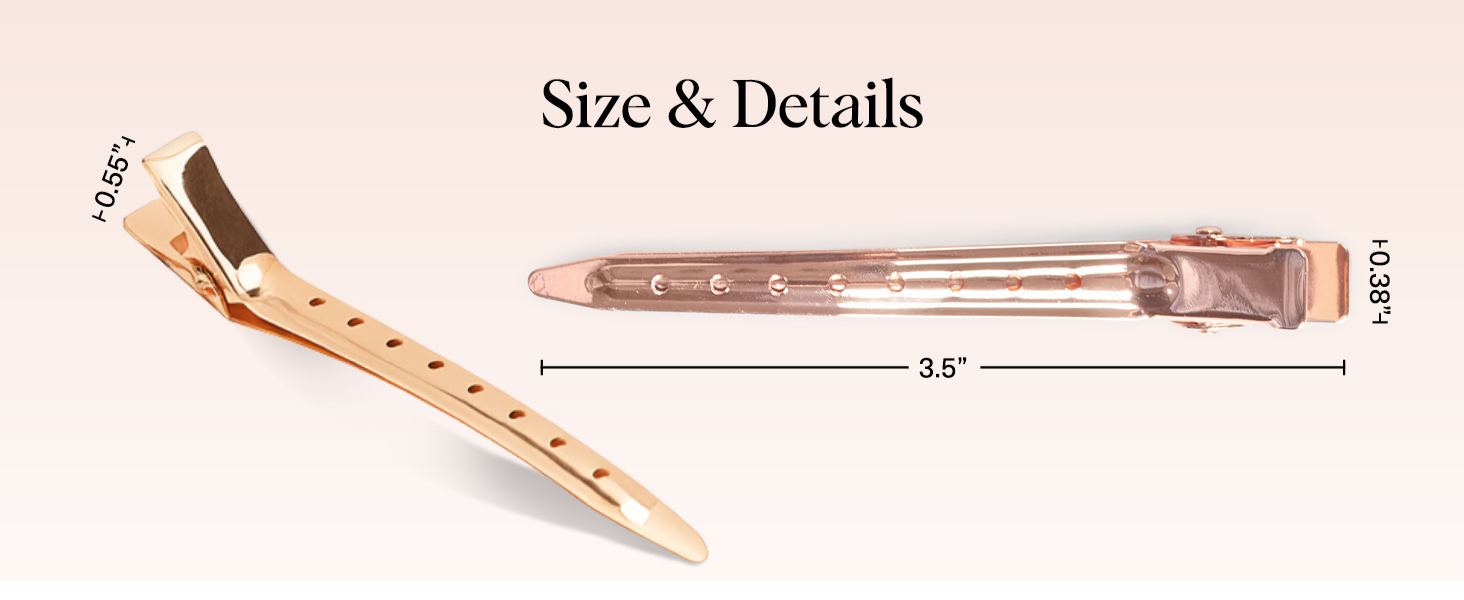 Kitsch Professional Alligator Clips for Hair Styling &ndash; 3.5" Aluminum Hair Sectioning Clips for Salon & Makeup Application | Ideal Gifts for Women &ndash; Rose Gold, 6 Pcs