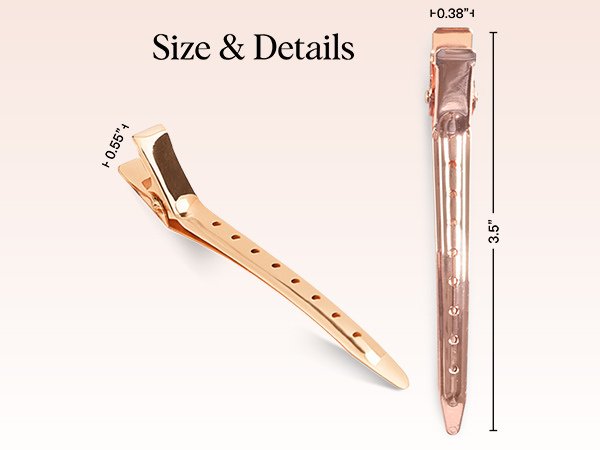 Kitsch Professional Alligator Clips for Hair Styling &ndash; 3.5" Aluminum Hair Sectioning Clips for Salon & Makeup Application | Ideal Gifts for Women &ndash; Rose Gold, 6 Pcs