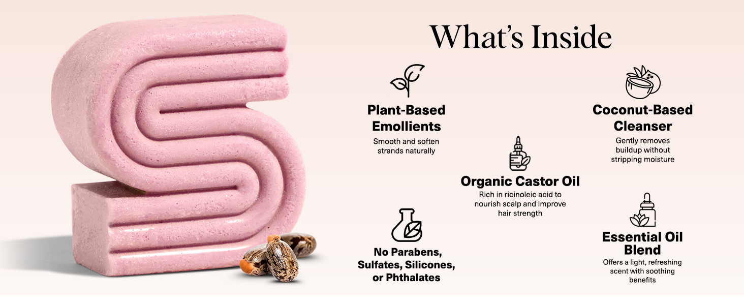 Kitsch Castor Oil Shampoo Bar Soap - Hydrating & Moisturizing Hair Care - Organic Castor Oil Solid Shampoo for Hair Growth & Scalp Nourishment - Silicone & Paraben-Free, Vegan