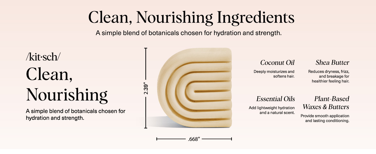 Kitsch Coconut Oil Conditioner Bar - Hair Conditioner For Women and Men - Deep Moisturizing, Nourishes, Hydrate & Soften Damaged Dry Hair - Silicone, Paraben & Sulfate Free - Made in USA