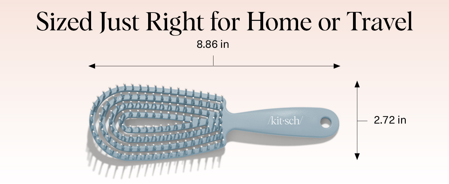 Kitsch Hair Brush Detangler &ndash; Flexi Flow Hair Brush for Women, Men & Kids | Detangling Brushes for Curly Hair with Bendable Frame, Bounce Curl Defining Brush for Wet or Dry Strands - Haze Blue