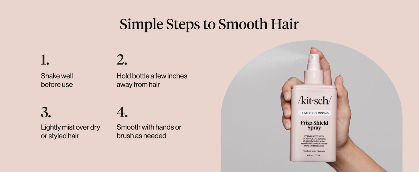 Kitsch Frizz Shield Hair Spray - Frizz Control Hairspray for Smooth, Glass-Like Finish | Lightweight Heat Protectant Hair Care with Argan Oil, No Heavy Residue | Anti Humidity Spray for Hair