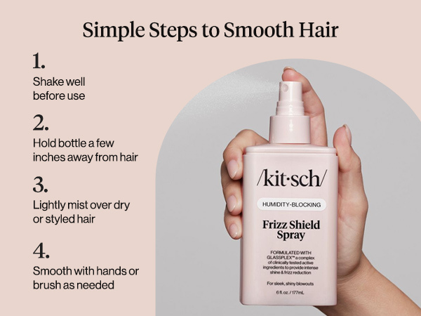 Kitsch Frizz Shield Hair Spray - Frizz Control Hairspray for Smooth, Glass-Like Finish | Lightweight Heat Protectant Hair Care with Argan Oil, No Heavy Residue | Anti Humidity Spray for Hair